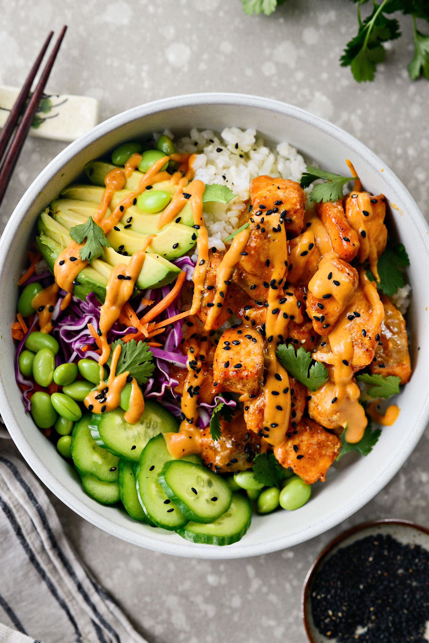 Bang Bang Salmon Rice Bowls