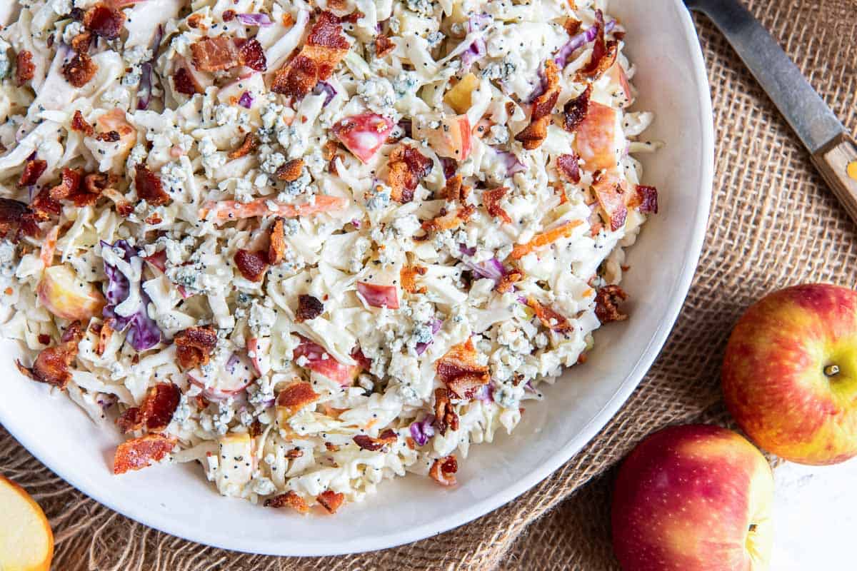 Apple Coleslaw with Blue Cheese and Bacon